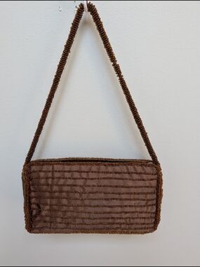 Beaded Brown Evening Shoulder Bag